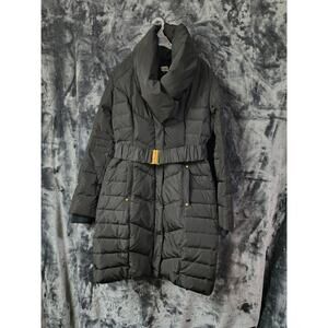 Brigitte Bailey Black Shawl Collar Belted Down Coat - M